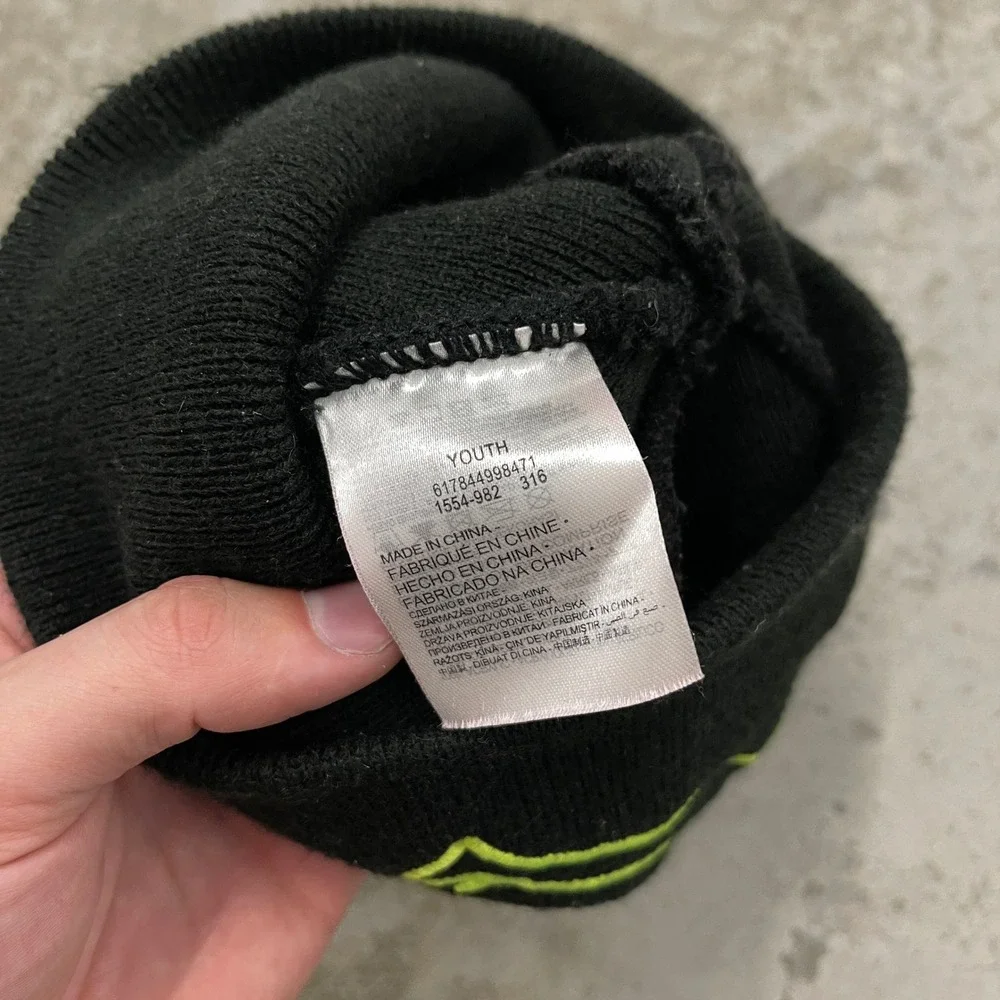 Jordan Youth Beanie Black Neon Yellow Jumpman Logo Knit Hat 1554-982-316